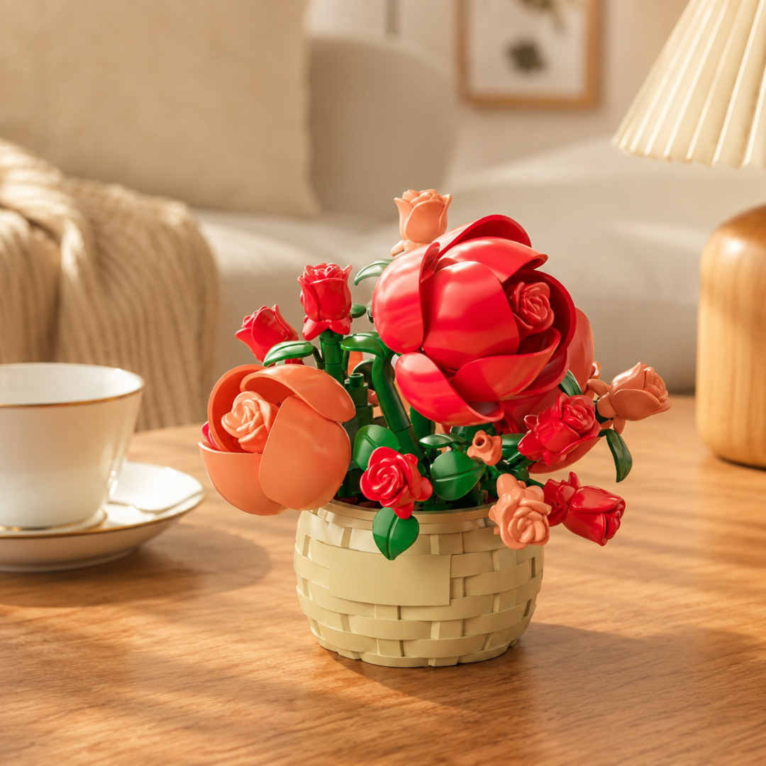 Crimson Feast Rose Basket