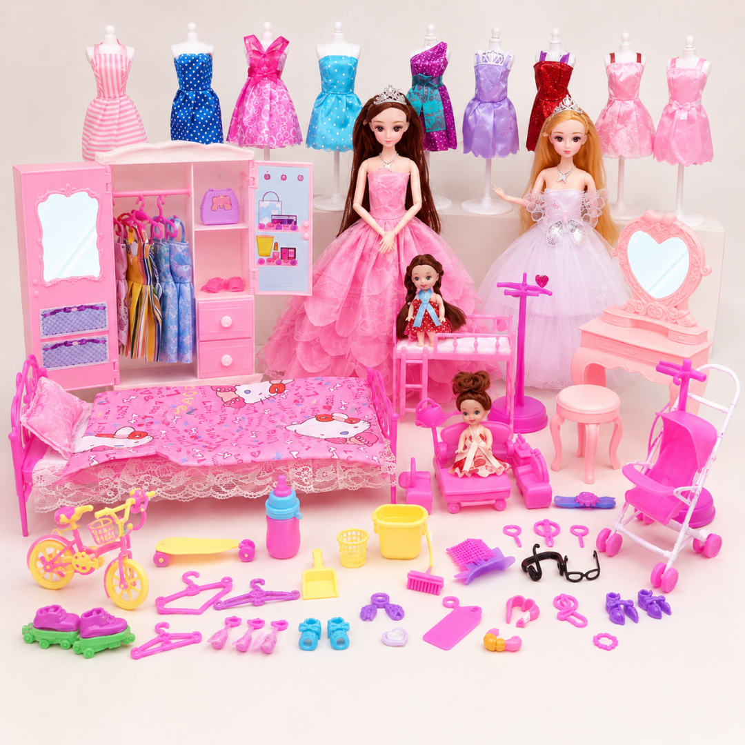 Princess Bedroom Dress-Up Doll Complete Set