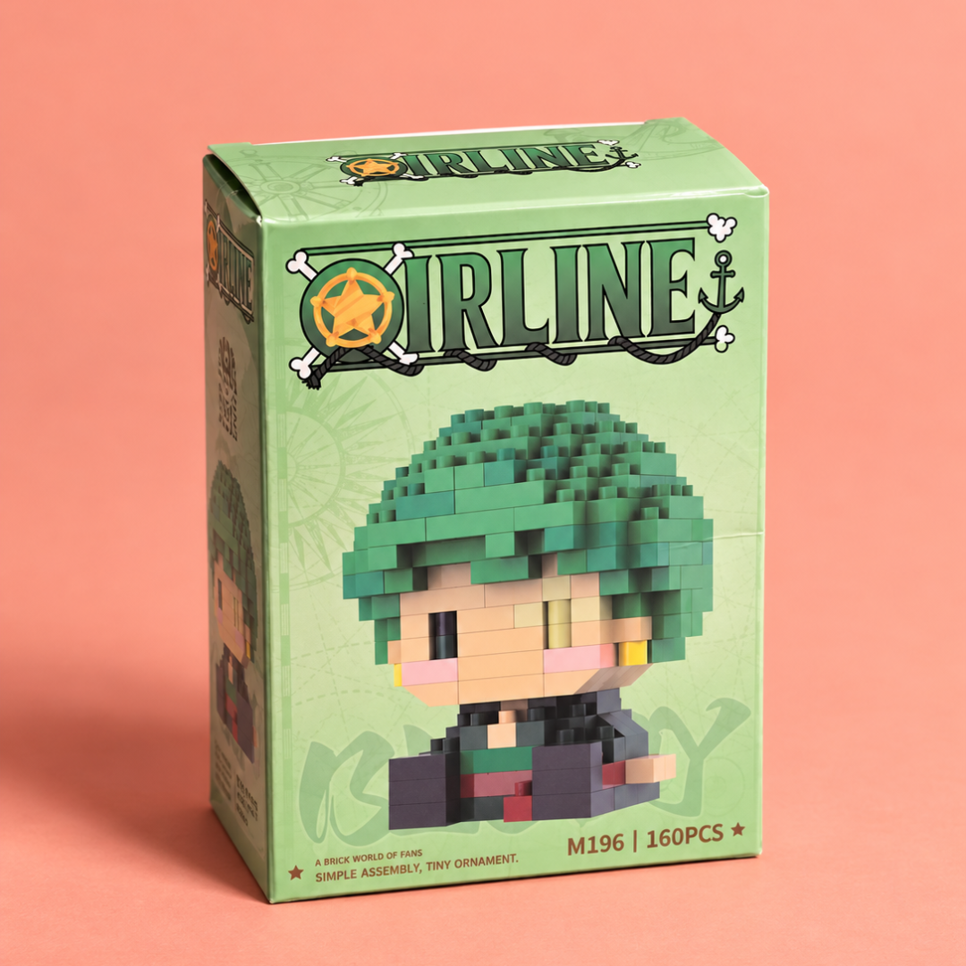 Green-Hair Mini Character Building Blocks M196 160 pieces angled package view