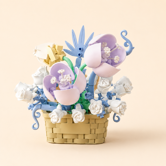 Pastel Tulip & Blue Crown Flower Basket