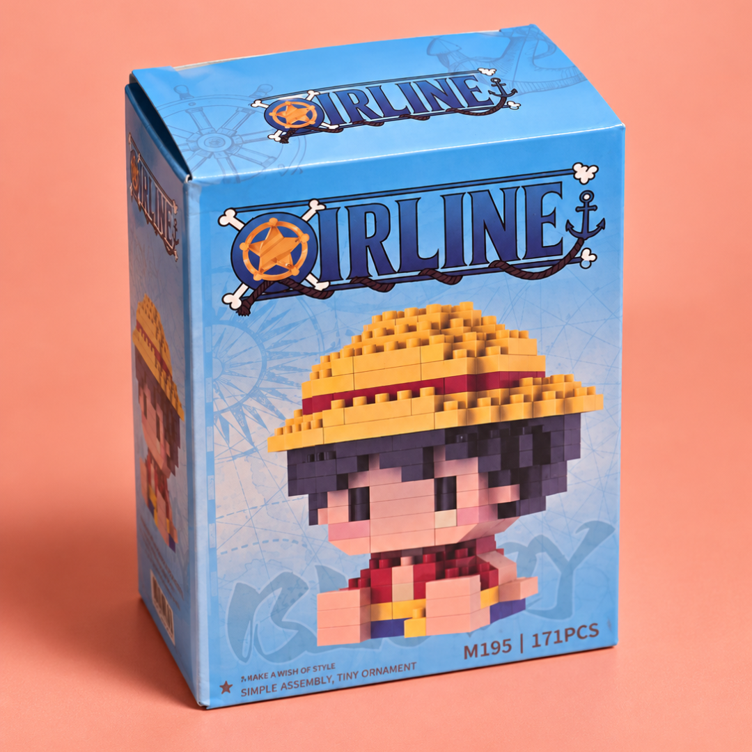 Straw Hat Mini Character Building Blocks M195 171 pieces angled package view