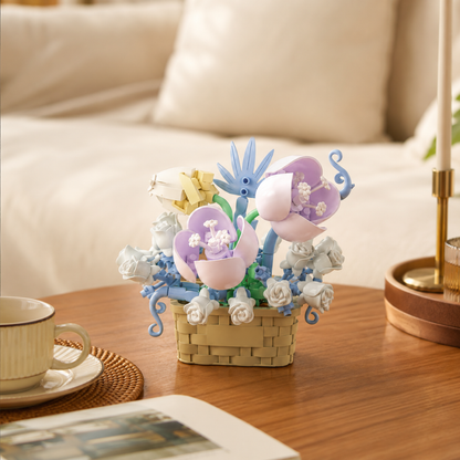 Pastel Tulip & Blue Crown Flower Basket
