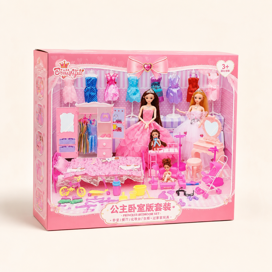 Princess Bedroom Dress-Up Doll Complete Set