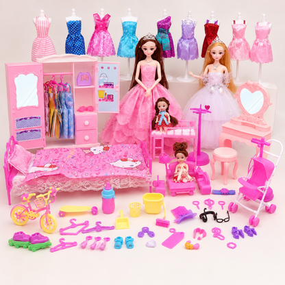 Princess Bedroom Dress-Up Doll Complete Set