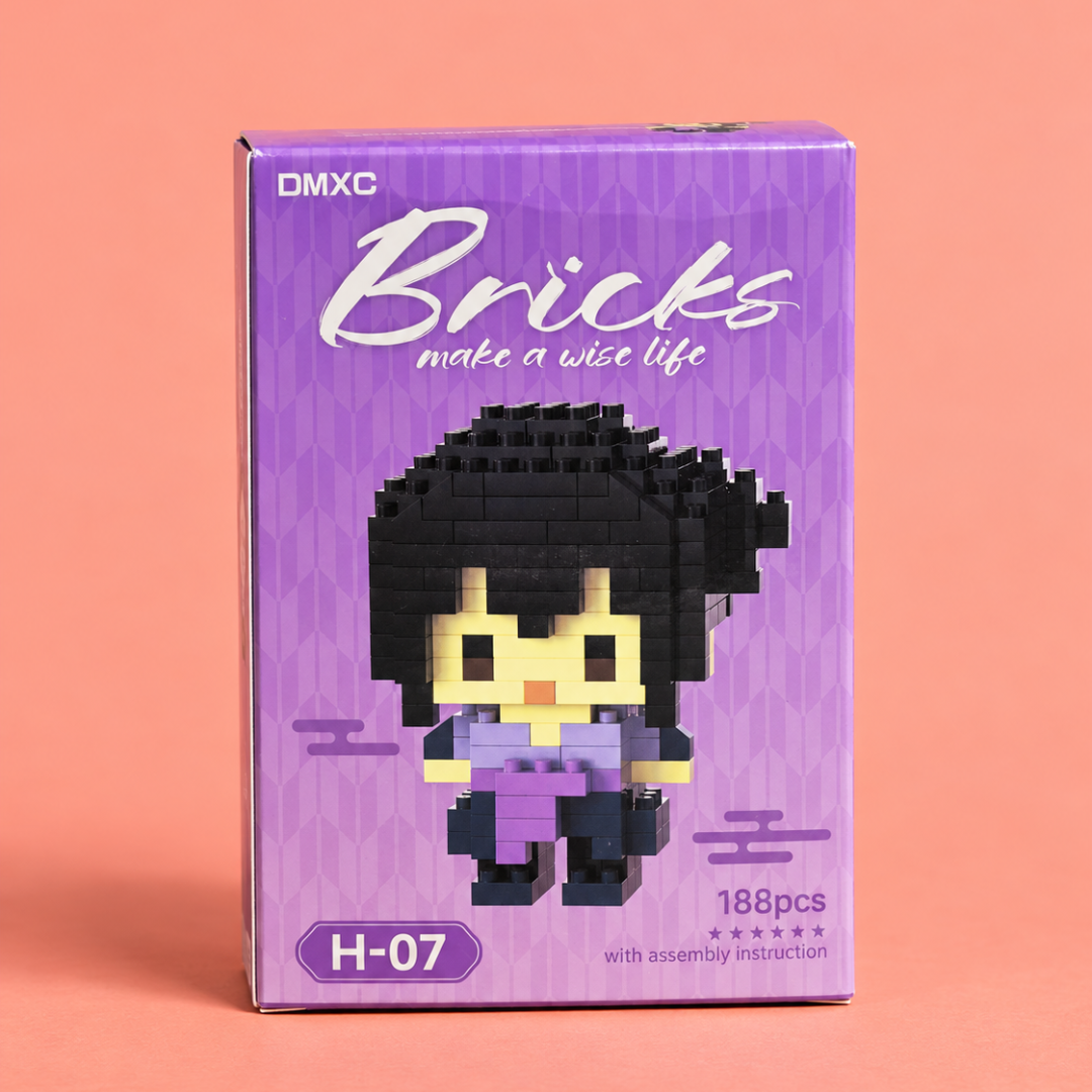 Mini Black-Hair Character Building Blocks H-07 box angled view
