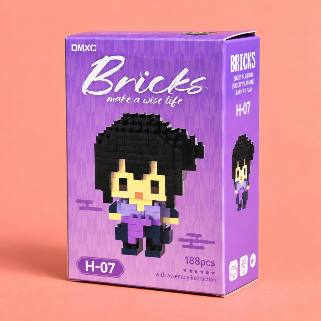 Mini Black-Hair Character Building Blocks H-07 box front view