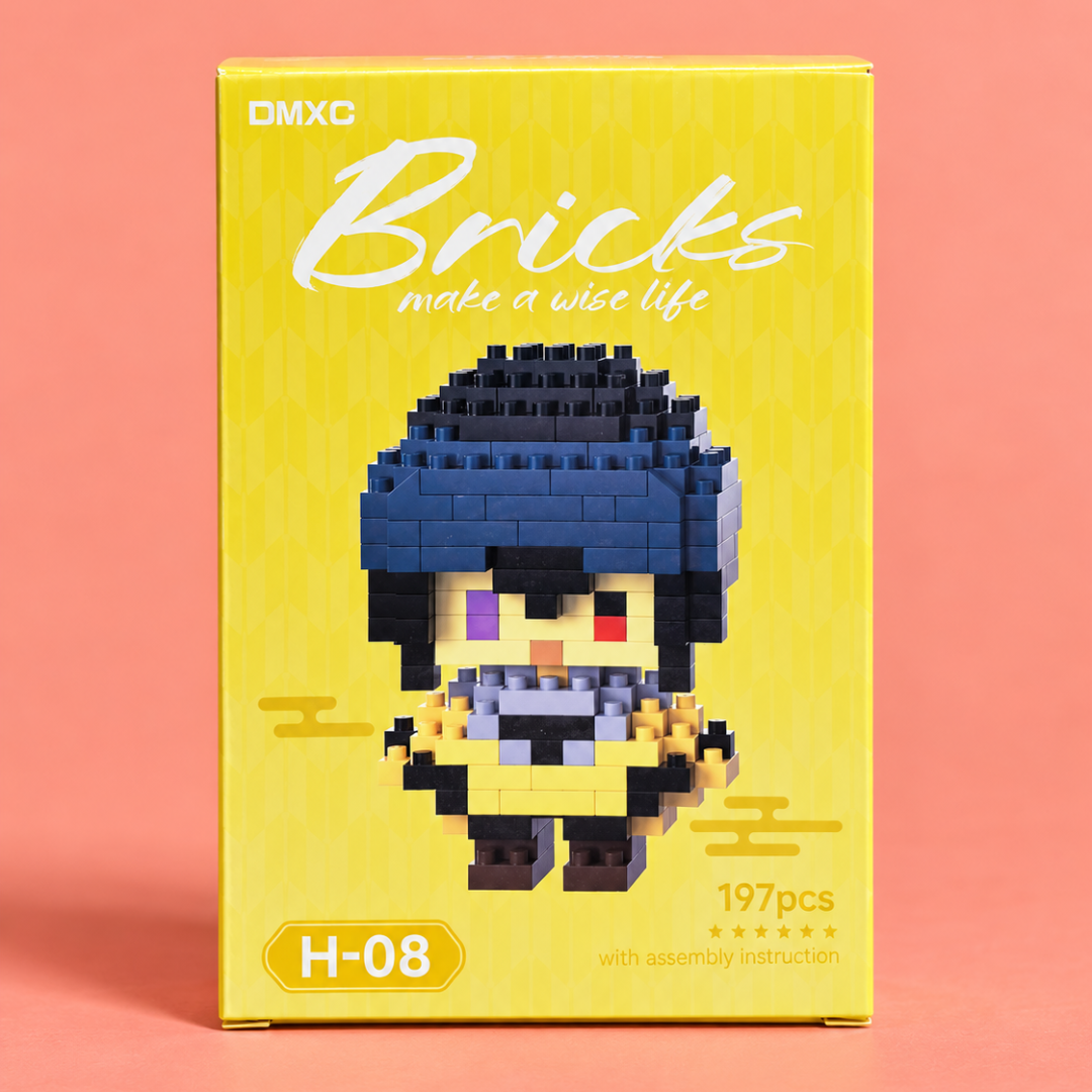 Mini Blue-Hat Character Building Blocks 197-piece H-08 box front view
