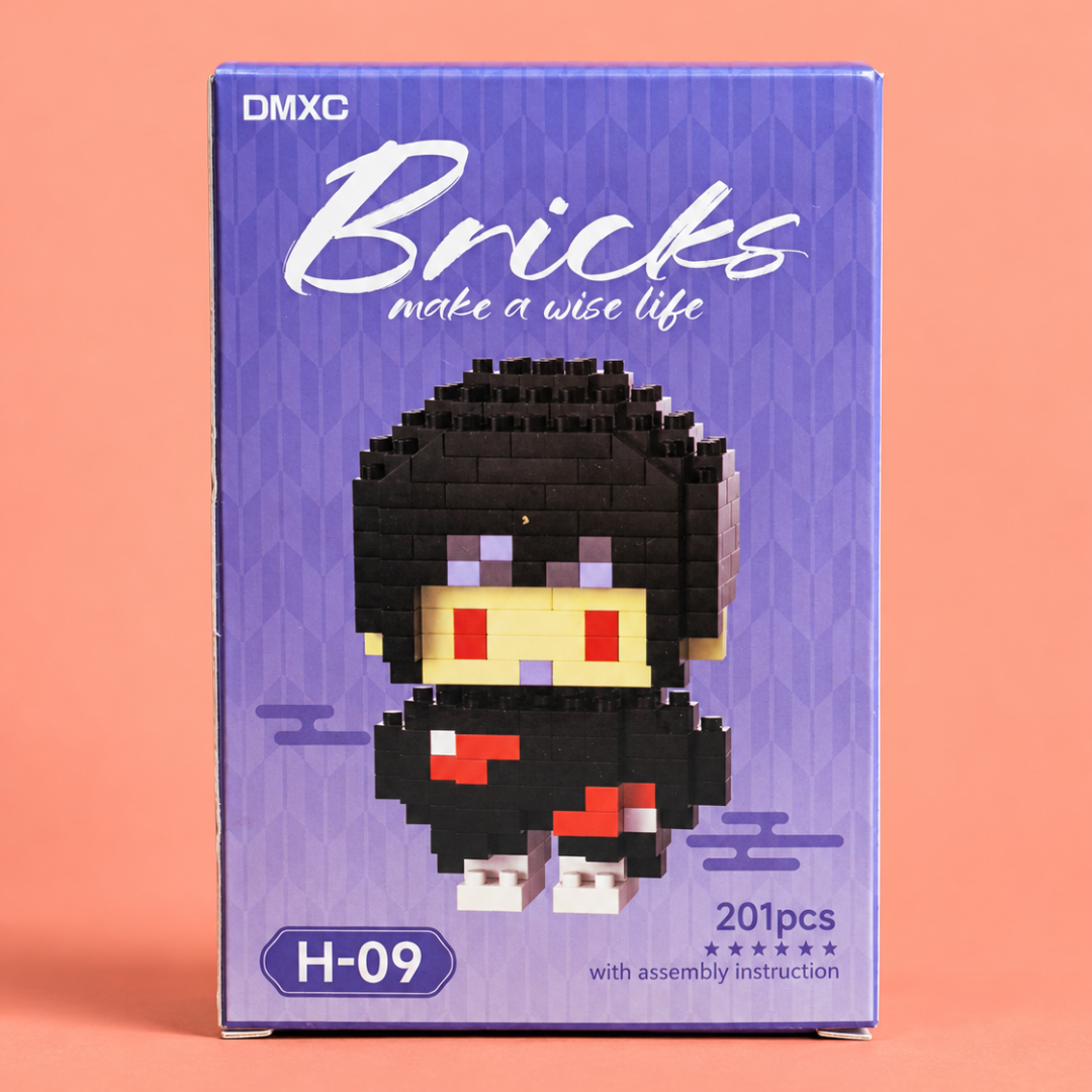 Mini Black-Hair Character Building Blocks 201-piece H-09 box front view