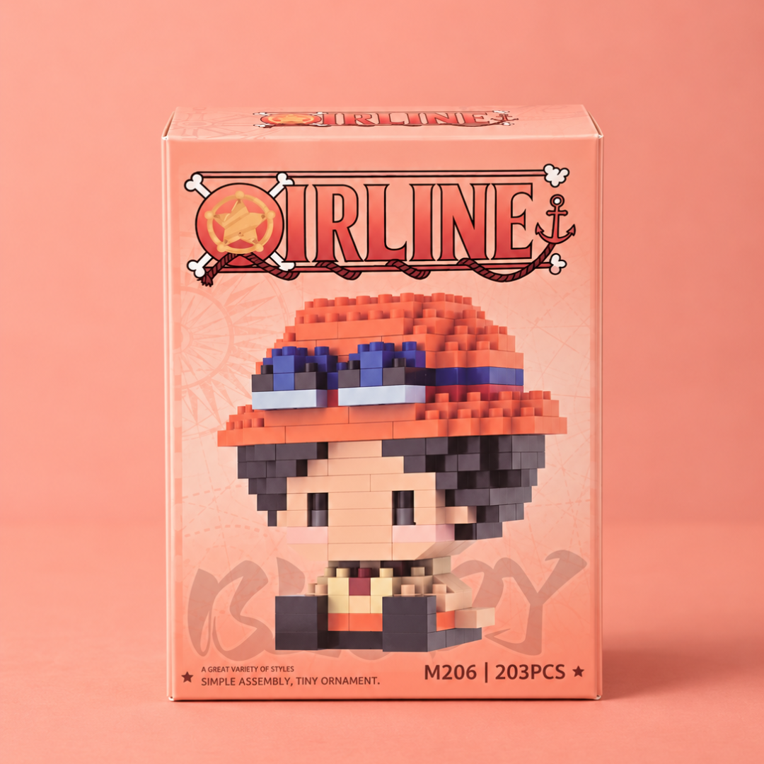 Orange Hat Mini Character Building Blocks M206 203 pieces angled package view