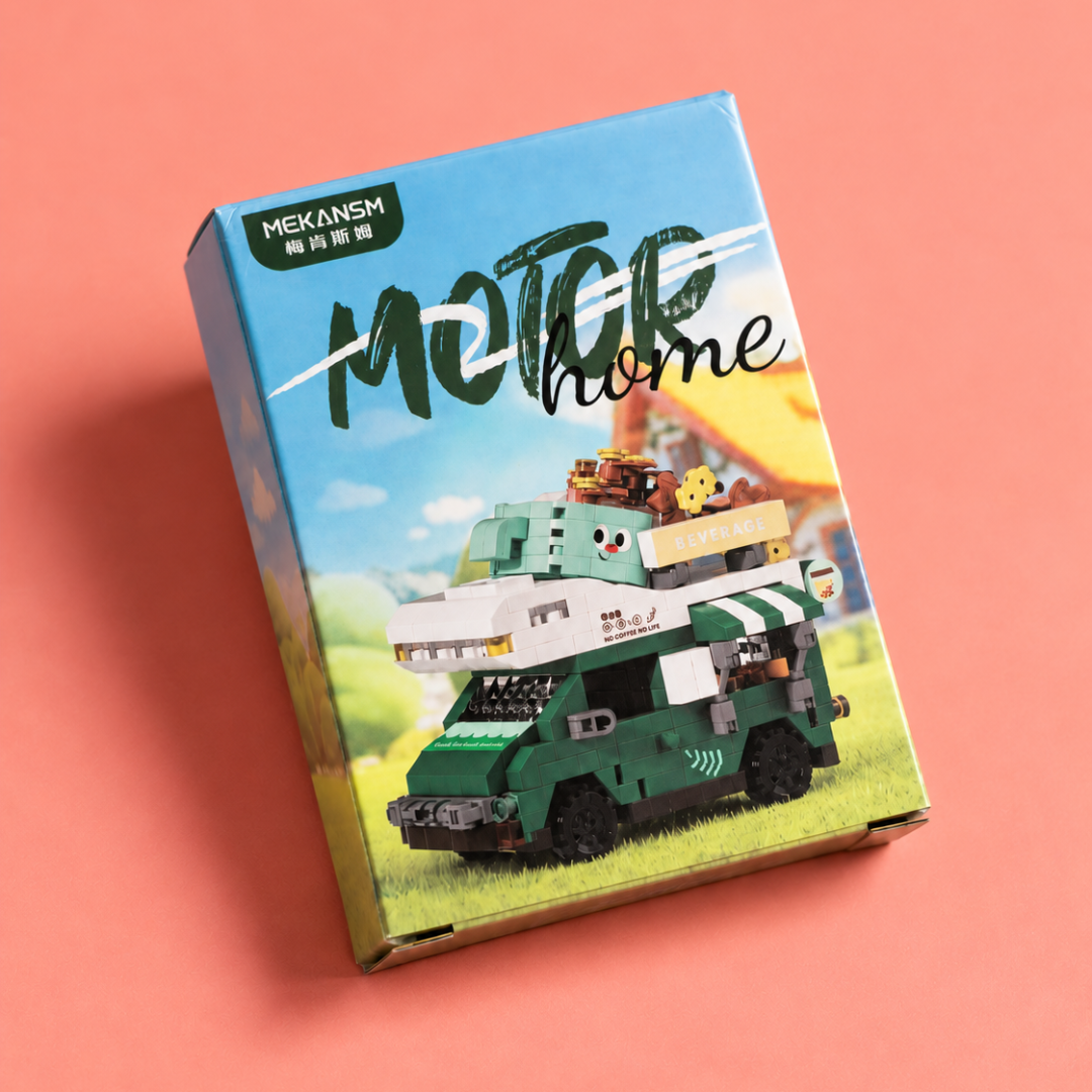 MEKANSM green coffee truck building blocks package tilted view