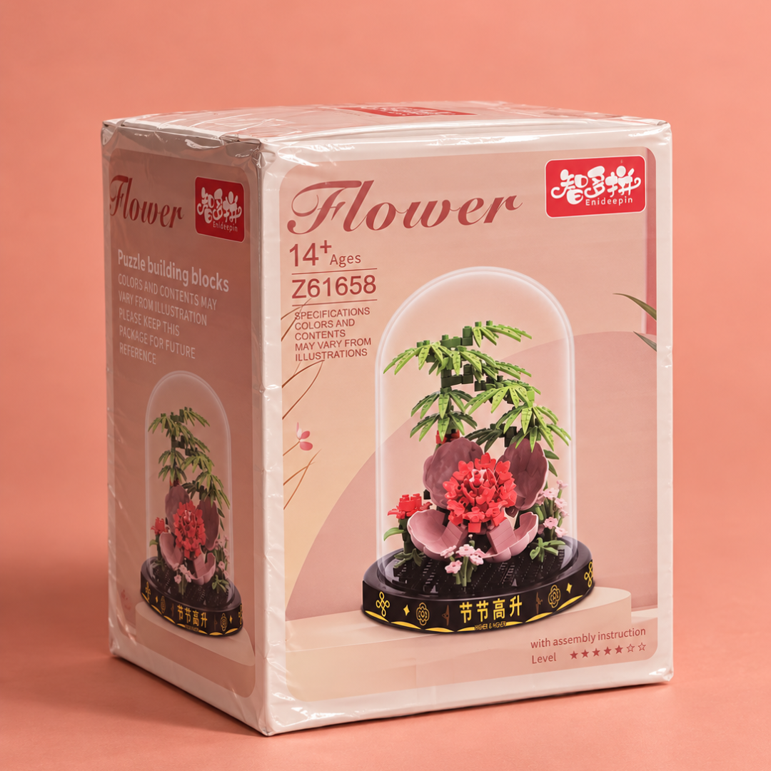 Red Flower Dome Building Blocks model Z61658 angled package view